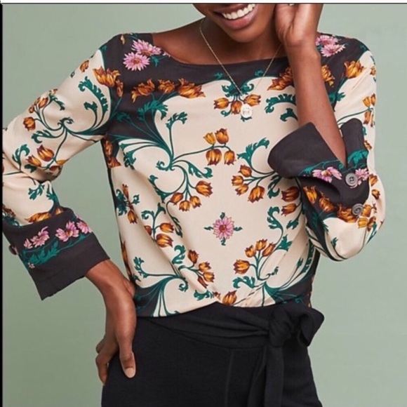 Anthropologie Tops - Maeve by Anthropologie Silk Floral Blouse
